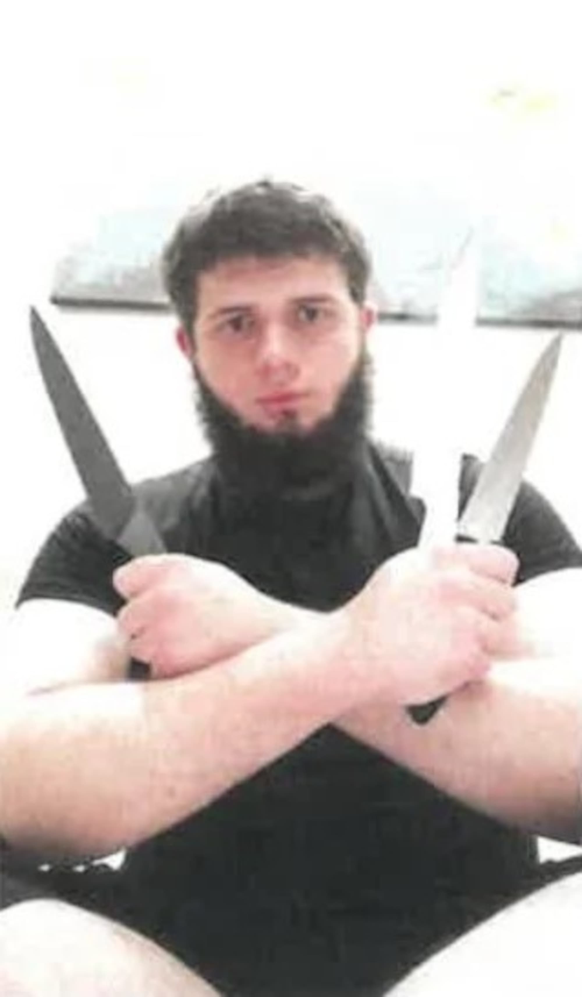 Picture shows Beran A. with knives, undated. He wanted to detonate a bomb at the Taylor Swift concert. Note: Private photo. (Newsflash/NX)